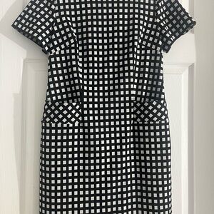 Calvin Klein Black and White Grid Mini Dress
